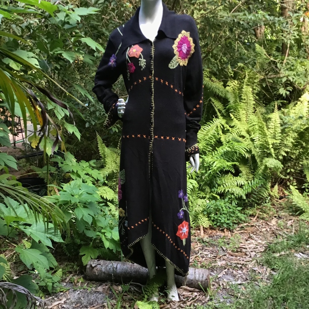 Vintage Buffalo maxi cardigan with embroidery
